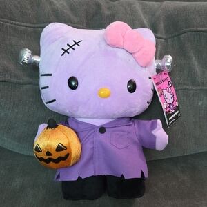 Hello Kitty Purple Plush Stepper with Pink Bow and Pumpkin